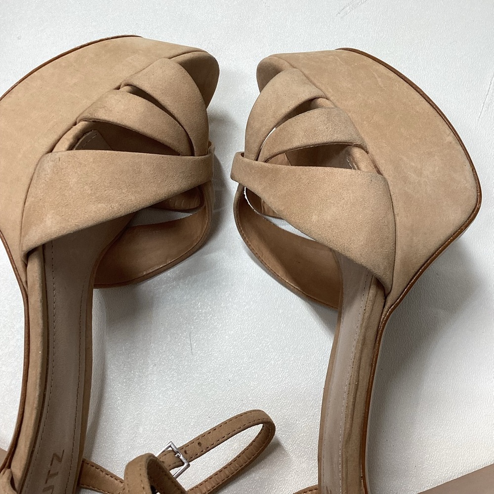 Schutz Keefa Nubuck Platform Ankle Strap Block Heel Sandals Size 11 - Picture 10 of 16